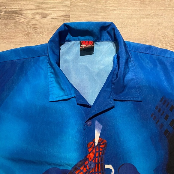 2002 Marvel Spiderman Button Up Short Sleeve Shirt Vintage Men’s Size XL - Picture 3 of 4